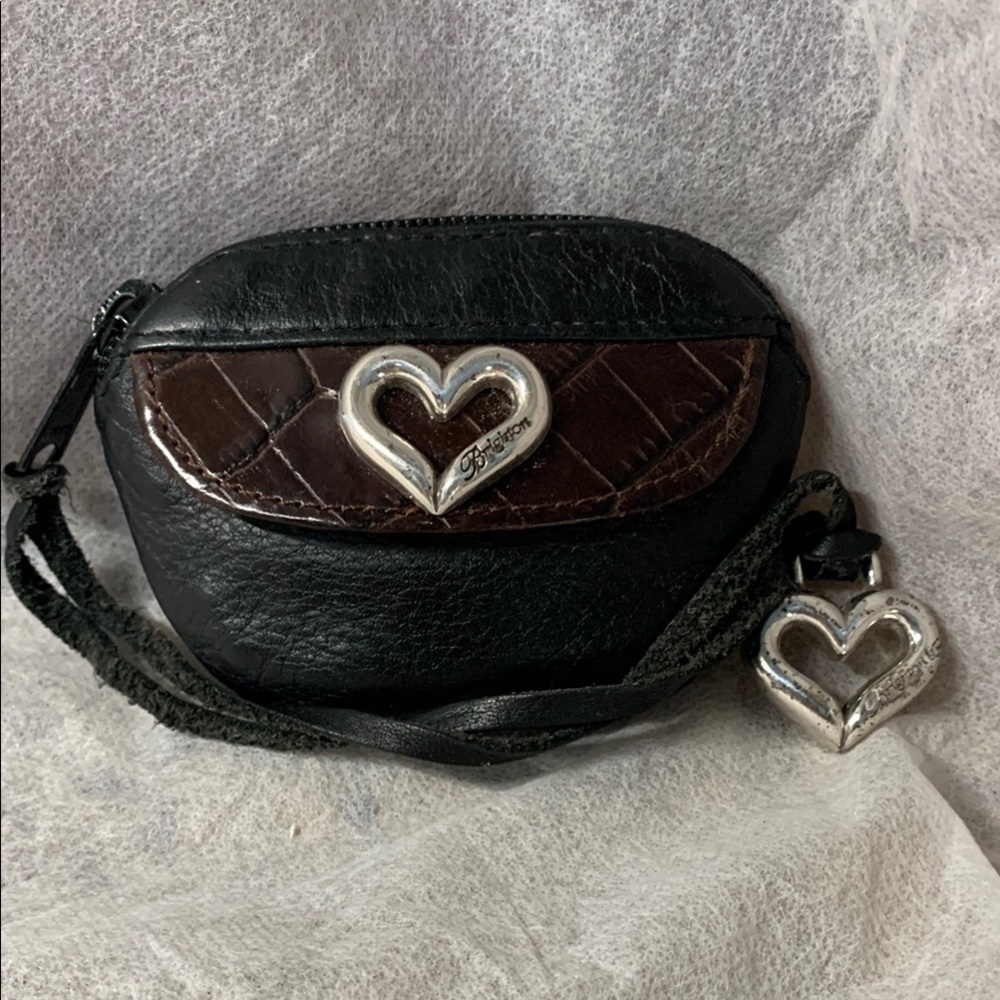 Brighton Black/  Brown Leather  Coin Purse with Heart Charm